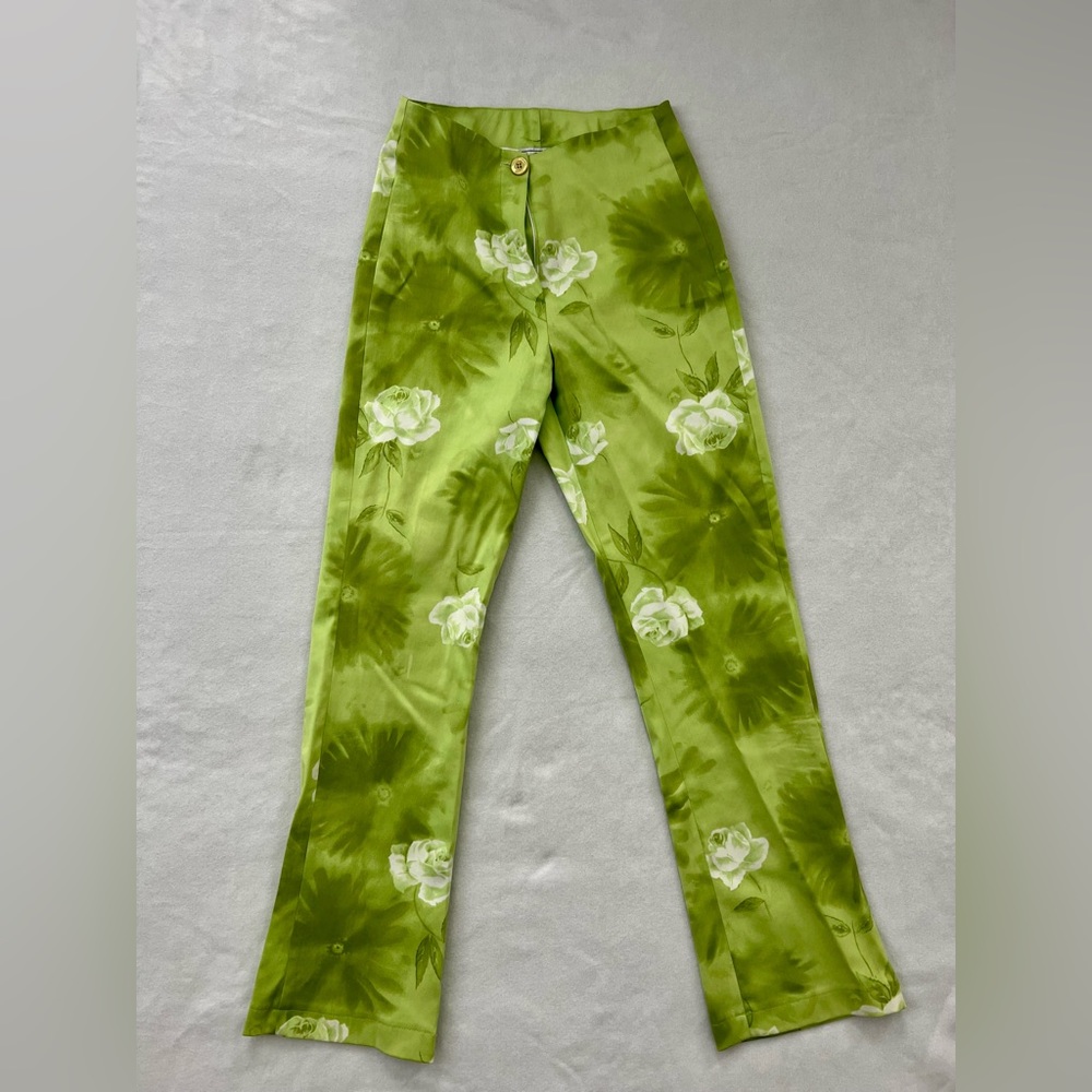 Vintage Signe Women’s Dress Pants - Green Floral - US Size 2